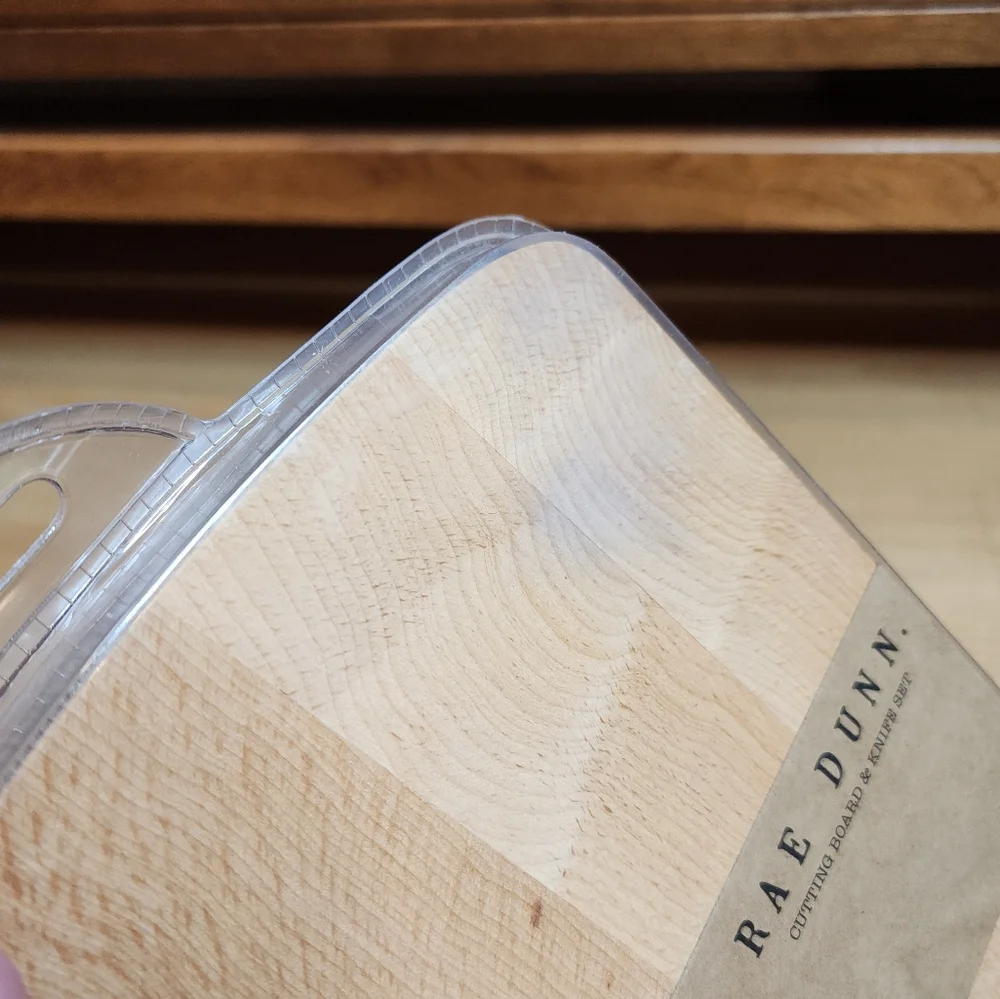 New Rae Dunn Cutting Board And Utility Cream Knife Faux Wood Handle - Picture 6 of 10